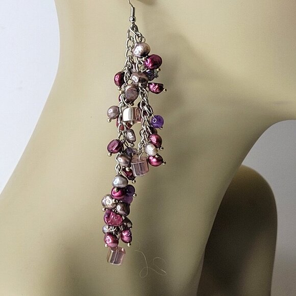 Lavender Purple Long Earrings - Picture 1 of 9